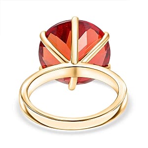 Lab Created Padparadscha Sapphire 13.12 ctw Ring in Vermeil Yellow Gold Over Sterling Silver (Size 6.5)