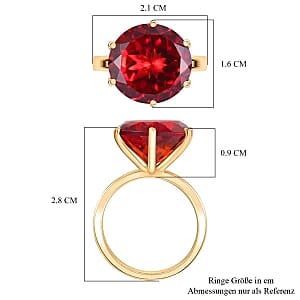 Lab Created Padparadscha Sapphire 13.12 ctw Ring in Vermeil Yellow Gold Over Sterling Silver (Size 6.5)