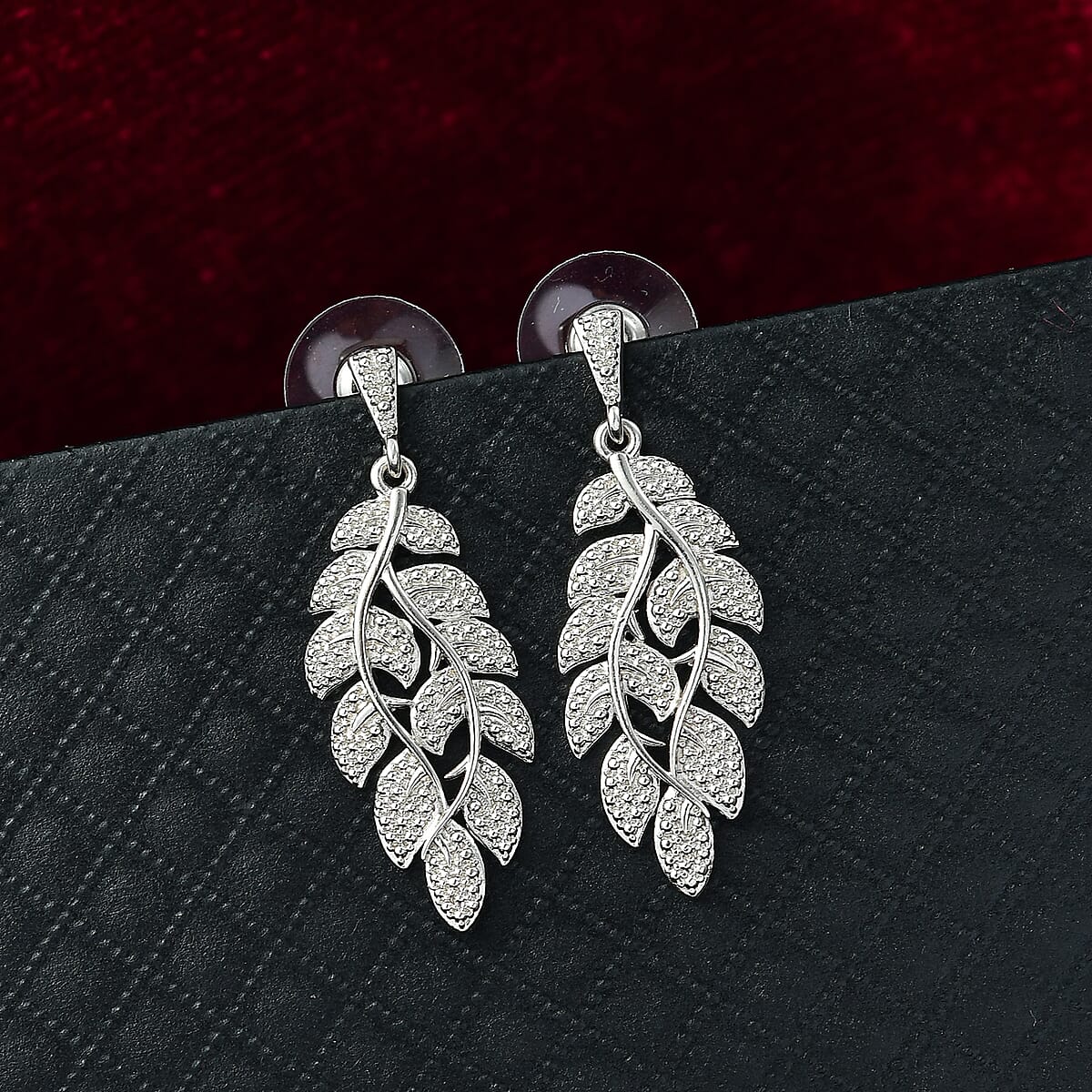 EverTrue White Diamond Accent Earrings in Platinum Bond image number 1
