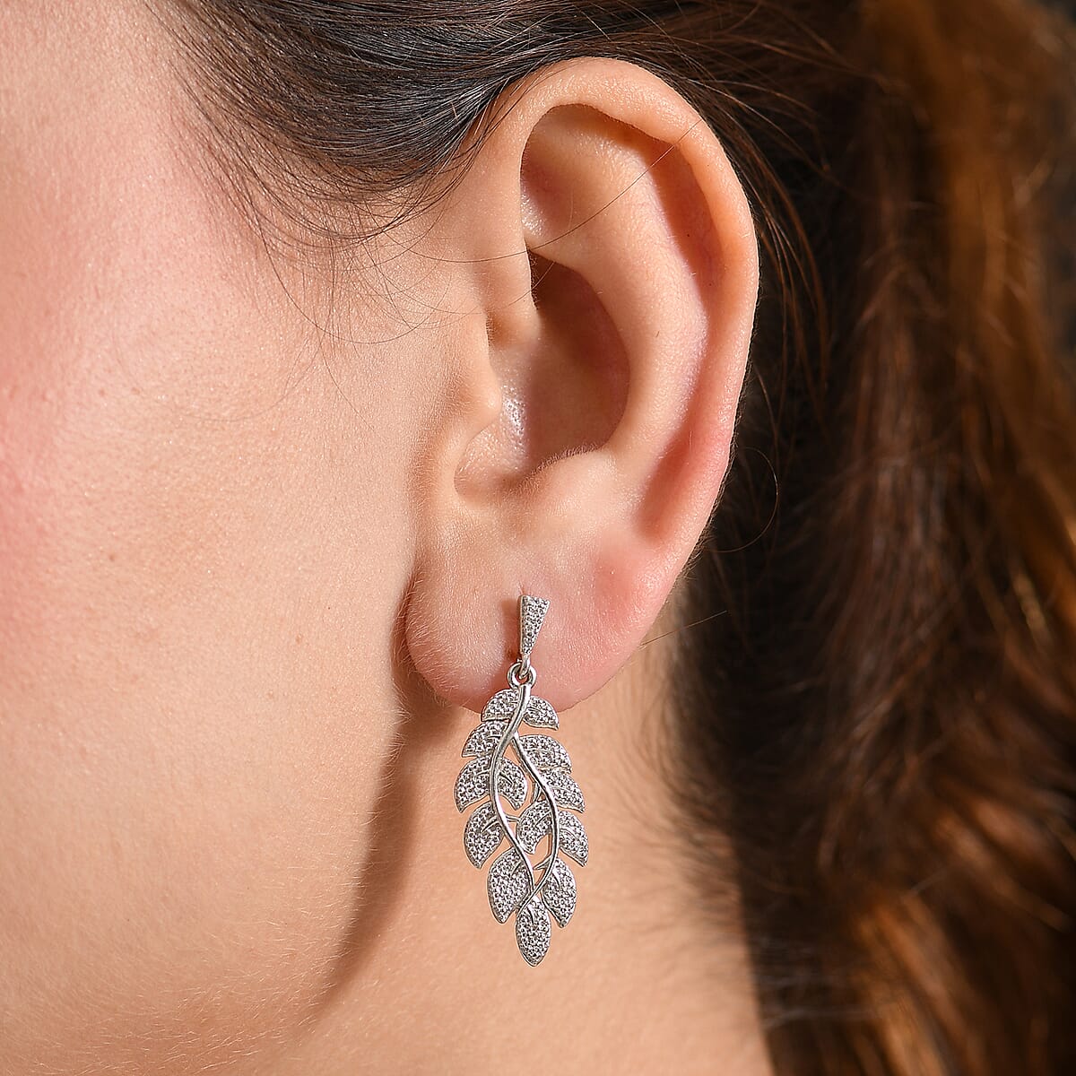 EverTrue White Diamond Accent Earrings in Platinum Bond image number 2