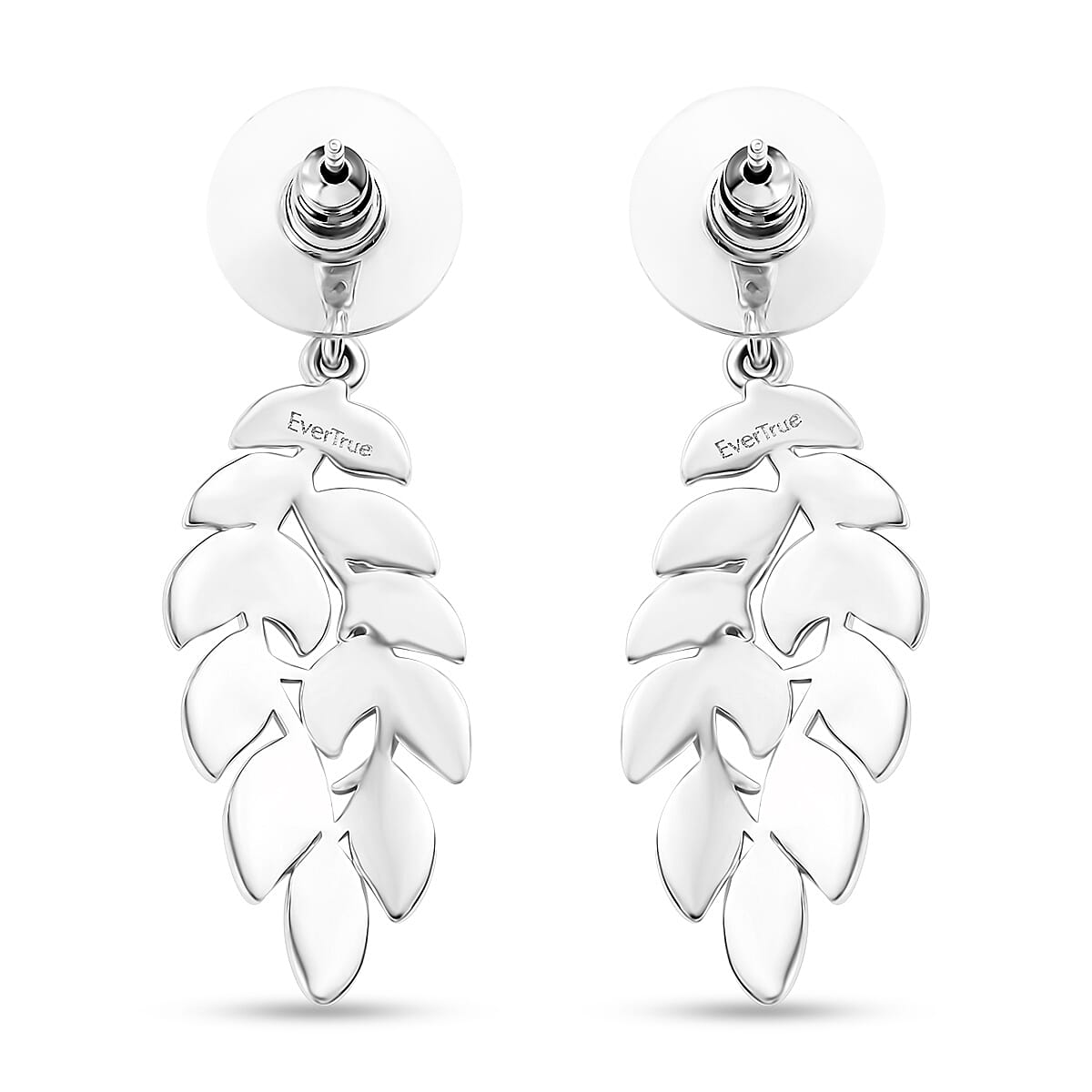 EverTrue White Diamond Accent Leaf Earrings in Platinum Bond