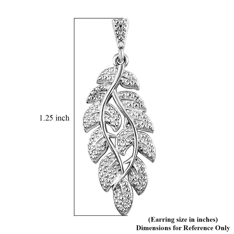 EverTrue White Diamond Accent Leaf Earrings in Platinum Bond