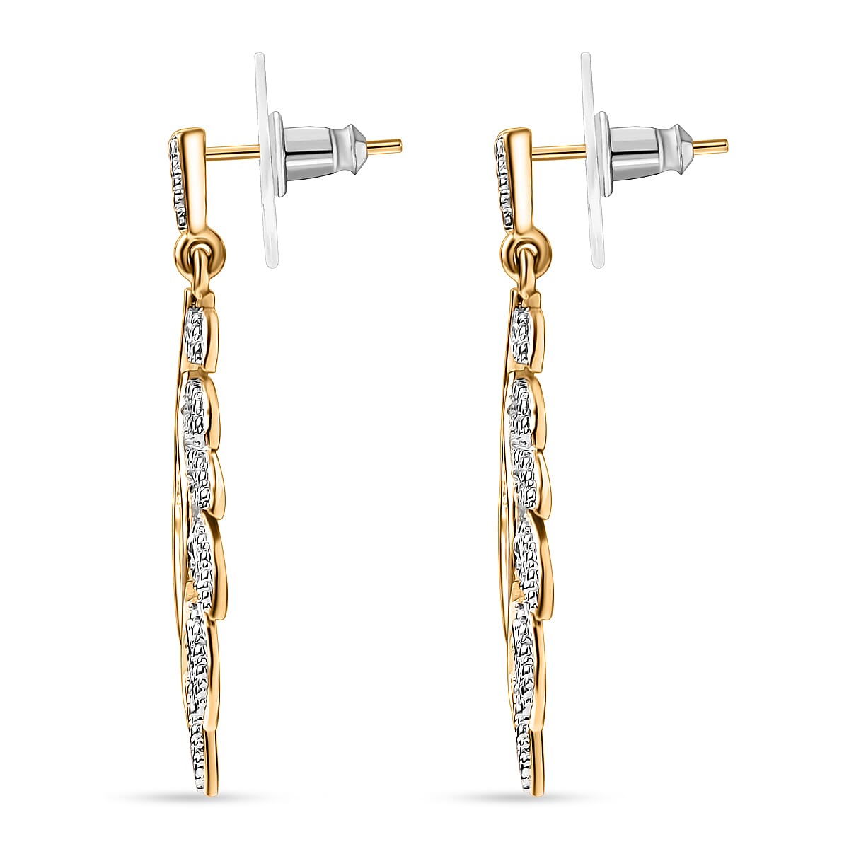 EverTrue White Diamond Accent Leaf Earrings in 18K YG Plated and Platinum Bond image number 4