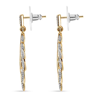 EverTrue White Diamond Accent Leaf Earrings in 18K YG Plated and Platinum Bond