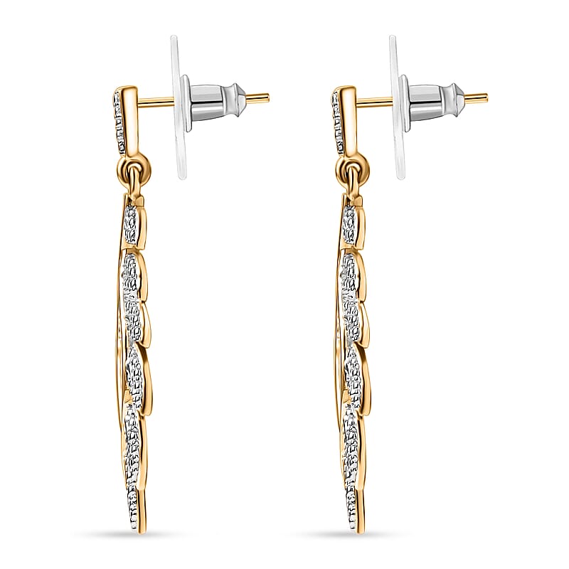 EverTrue White Diamond Accent Leaf Earrings in 18K YG Plated and Platinum Bond