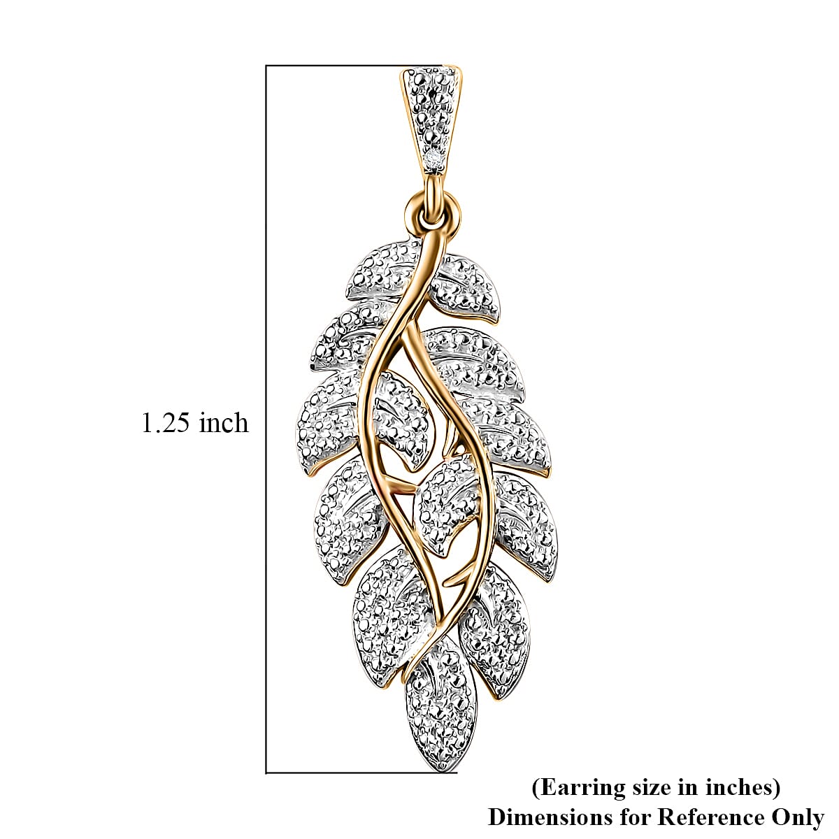EverTrue White Diamond Accent Leaf Earrings in 18K YG Plated and Platinum Bond image number 6