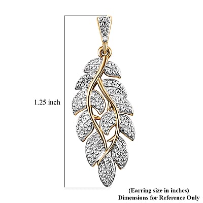 EverTrue White Diamond Accent Leaf Earrings in 18K YG Plated and Platinum Bond