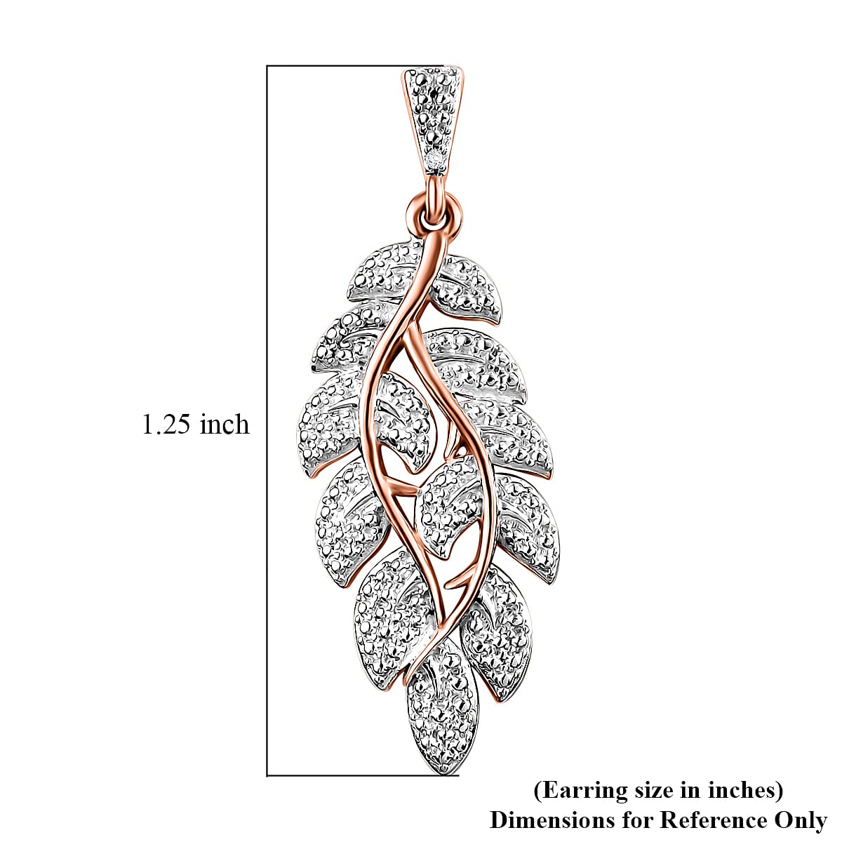 EverTrue White Diamond Accent Leaf Earrings in 18K RG Plated and Platinum Bond image number 6