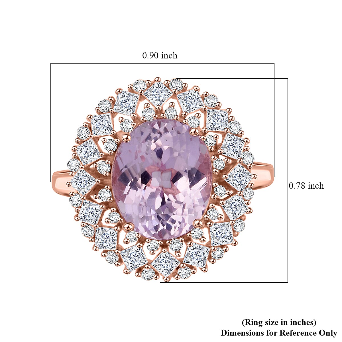 D'Joy Premium Martha Rocha Kunzite and Moissanite 5.90 ctw Ring in 18K Vermeil Rose Gold Over Sterling Silver (Size 6.0) image number 5