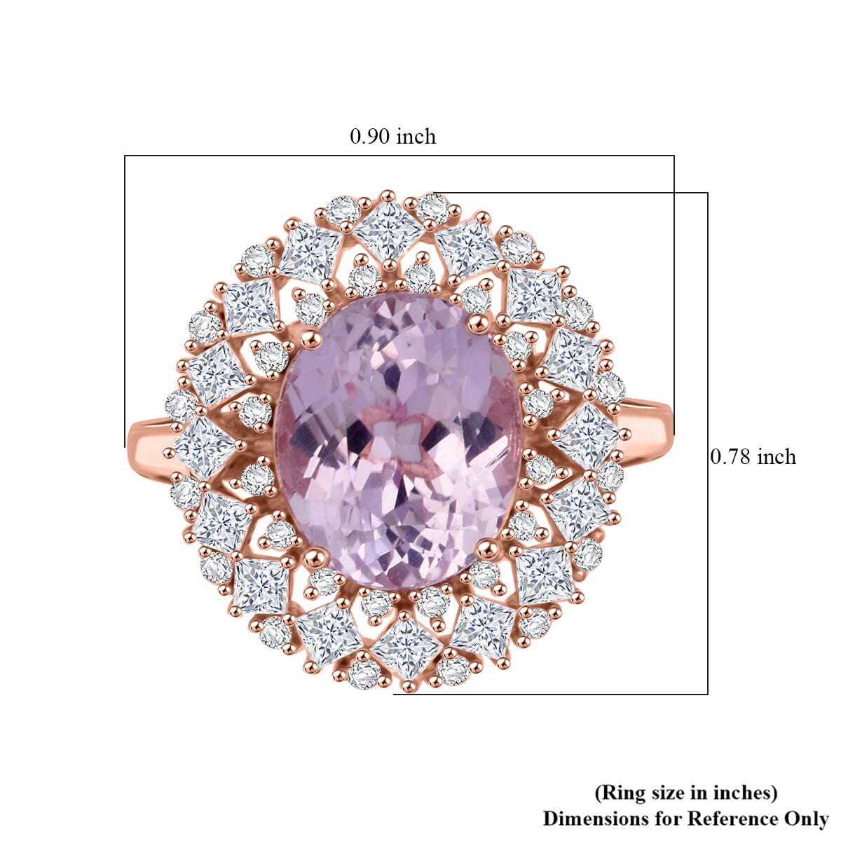 D'Joy Premium Martha Rocha Kunzite and Moissanite 5.90 ctw Ring in 18K Vermeil Rose Gold Over Sterling Silver (Size 7.0) image number 5