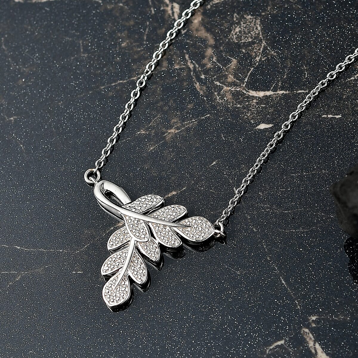 EverTrue Diamond Accent Leafs Necklace in Platinum Bond 20 Inches image number 1