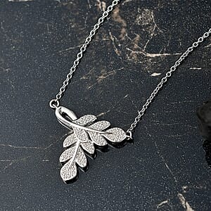 EverTrue Diamond Accent Leafs Necklace in Platinum Bond 20 Inches