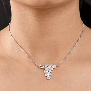 EverTrue Diamond Accent Leafs Necklace in Platinum Bond 20 Inches