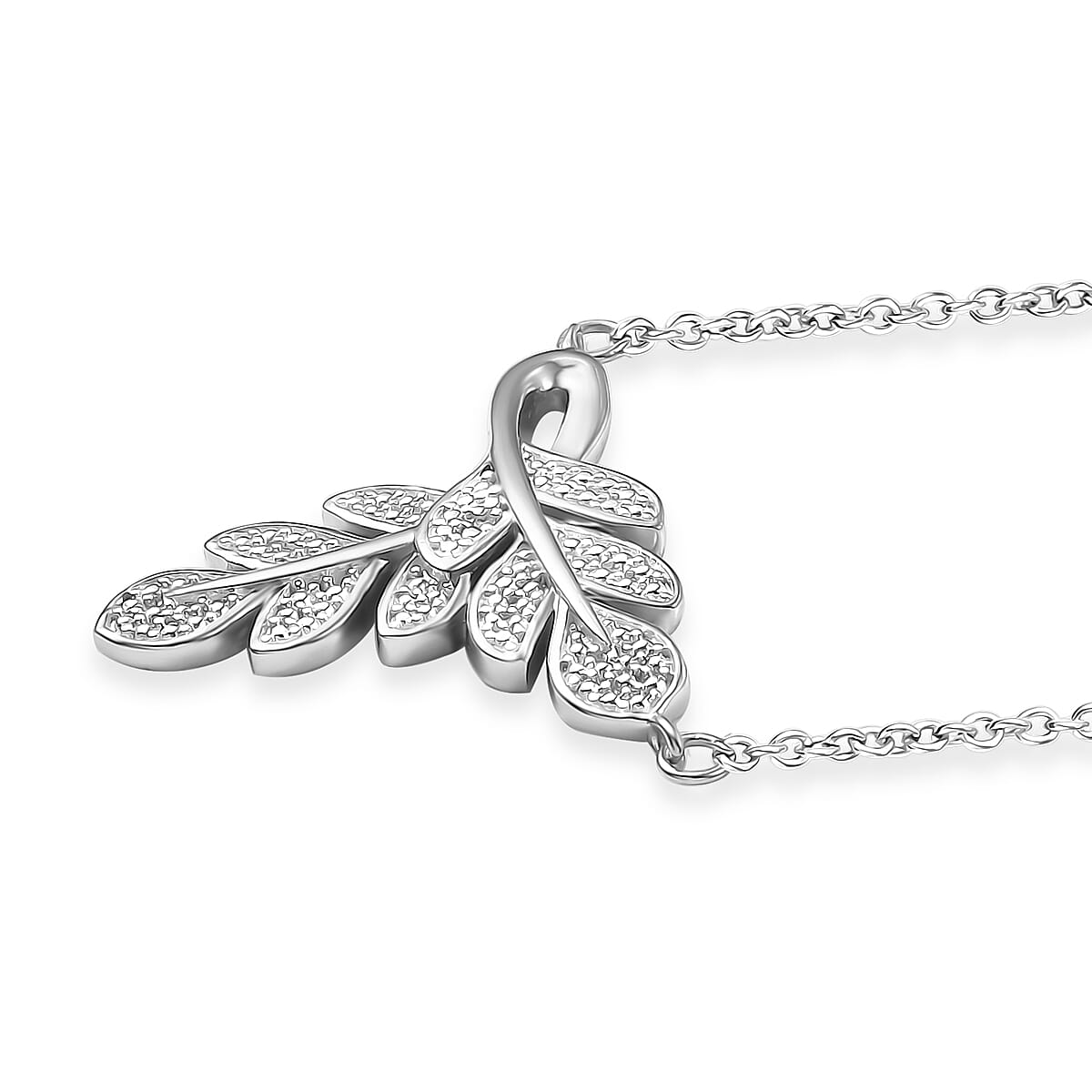 EverTrue Diamond Accent Leafs Necklace in Platinum Bond 20 Inches image number 3