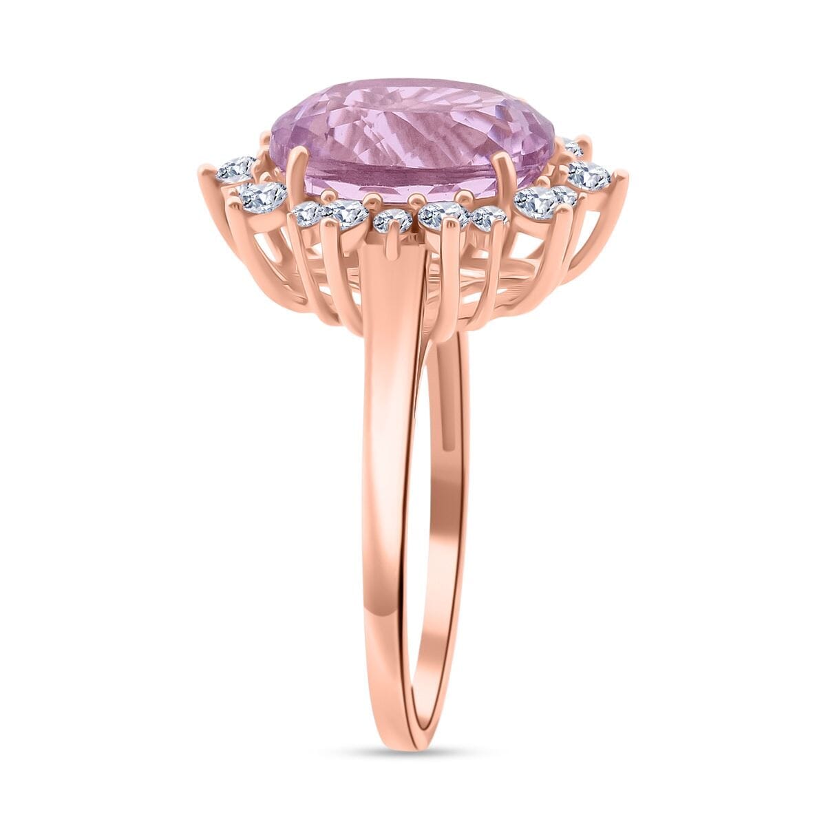 AAA Martha Rocha Kunzite and Luxuriant Lab Grown G-H SI 6.75 ctw Blush & Bloom Ring in 10K Rose Gold (Size 10.0) image number 3