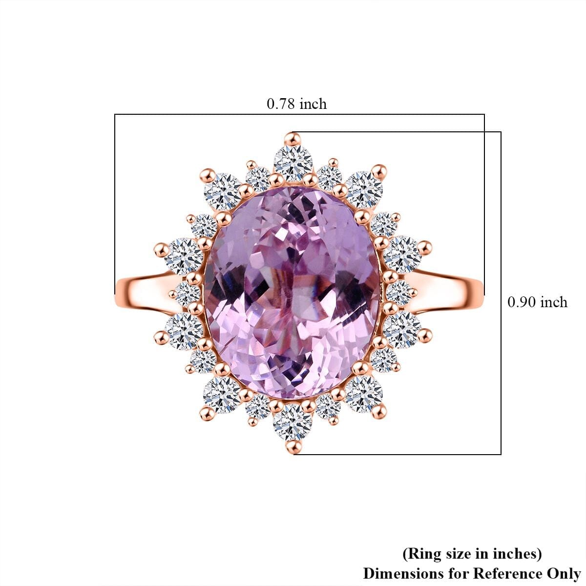 AAA Martha Rocha Kunzite and Luxuriant Lab Grown G-H SI 6.75 ctw Blush & Bloom Ring in 10K Rose Gold (Size 10.0) image number 5