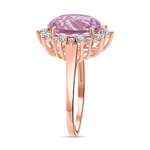 AAA Martha Rocha Kunzite and Luxuriant Lab Grown G-H SI 6.75 ctw Blush & Bloom Ring in 10K Rose Gold (Size 8.0) (Del. In 8-10 Days)