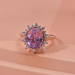 AAA Martha Rocha Kunzite and Luxuriant Lab Grown G-H SI 6.75 ctw Blush & Bloom Ring in 10K Rose Gold (Size 9.0) (Del. In 8-10 Days)