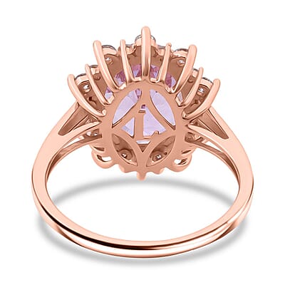 AAA Martha Rocha Kunzite and Luxuriant Lab Grown G-H SI 6.75 ctw Blush & Bloom Ring in 10K Rose Gold (Size 9.0) (Del. In 8-10 Days)