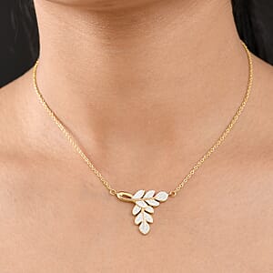 EverTrue Diamond Accent Leafs Necklace in 18K YG Plated and Platinum Bond 20 Inches