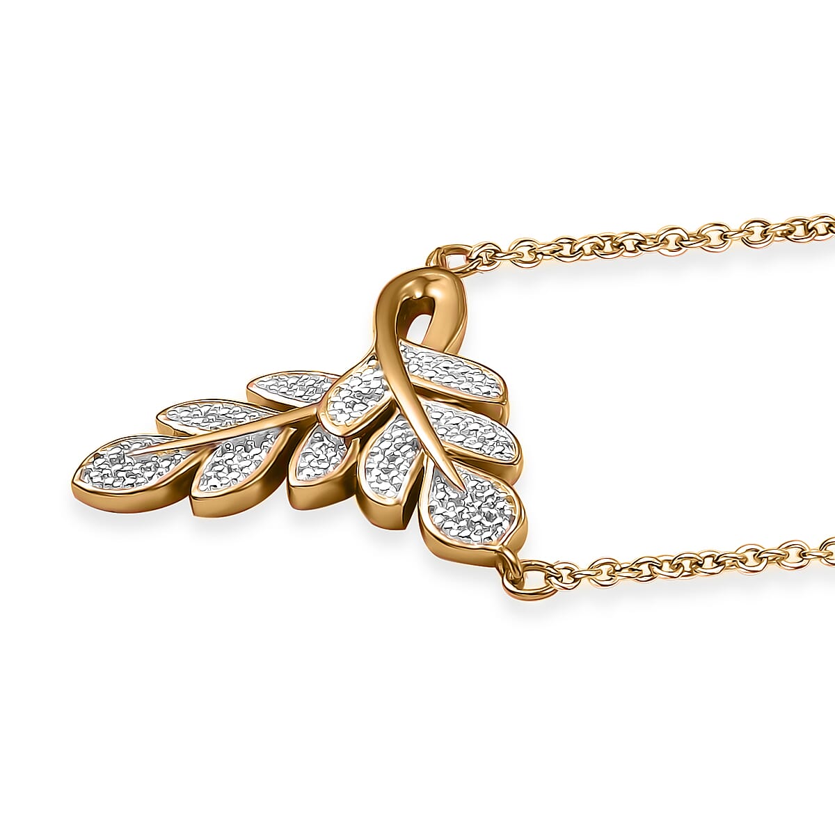 EverTrue Diamond Accent Leafs Necklace in 18K YG Plated and Platinum Bond 20 Inches image number 3