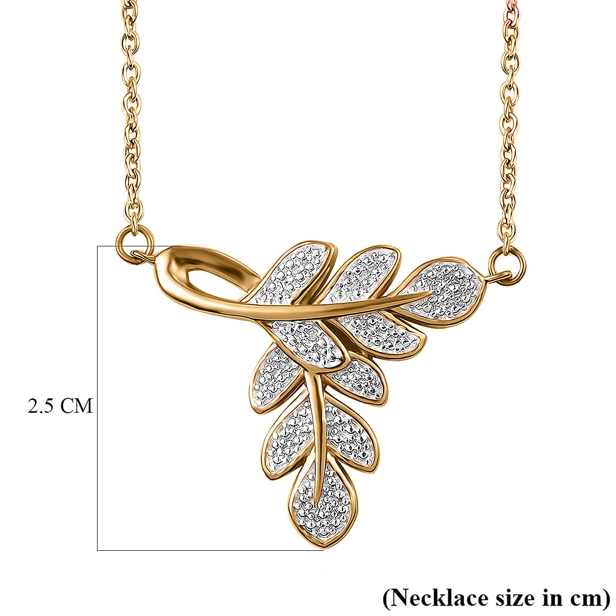 EverTrue Diamond Accent Leafs Necklace in 18K YG Plated and Platinum Bond 20 Inches image number 6