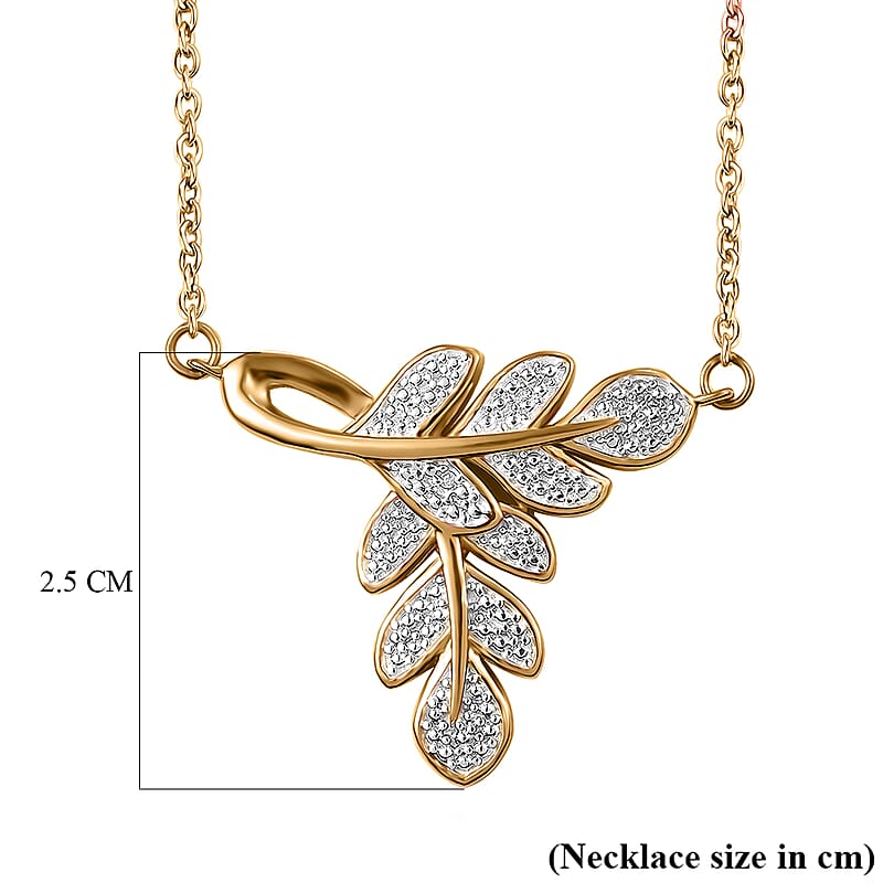 EverTrue Diamond Accent Leafs Necklace in 18K YG Plated and Platinum Bond 20 Inches