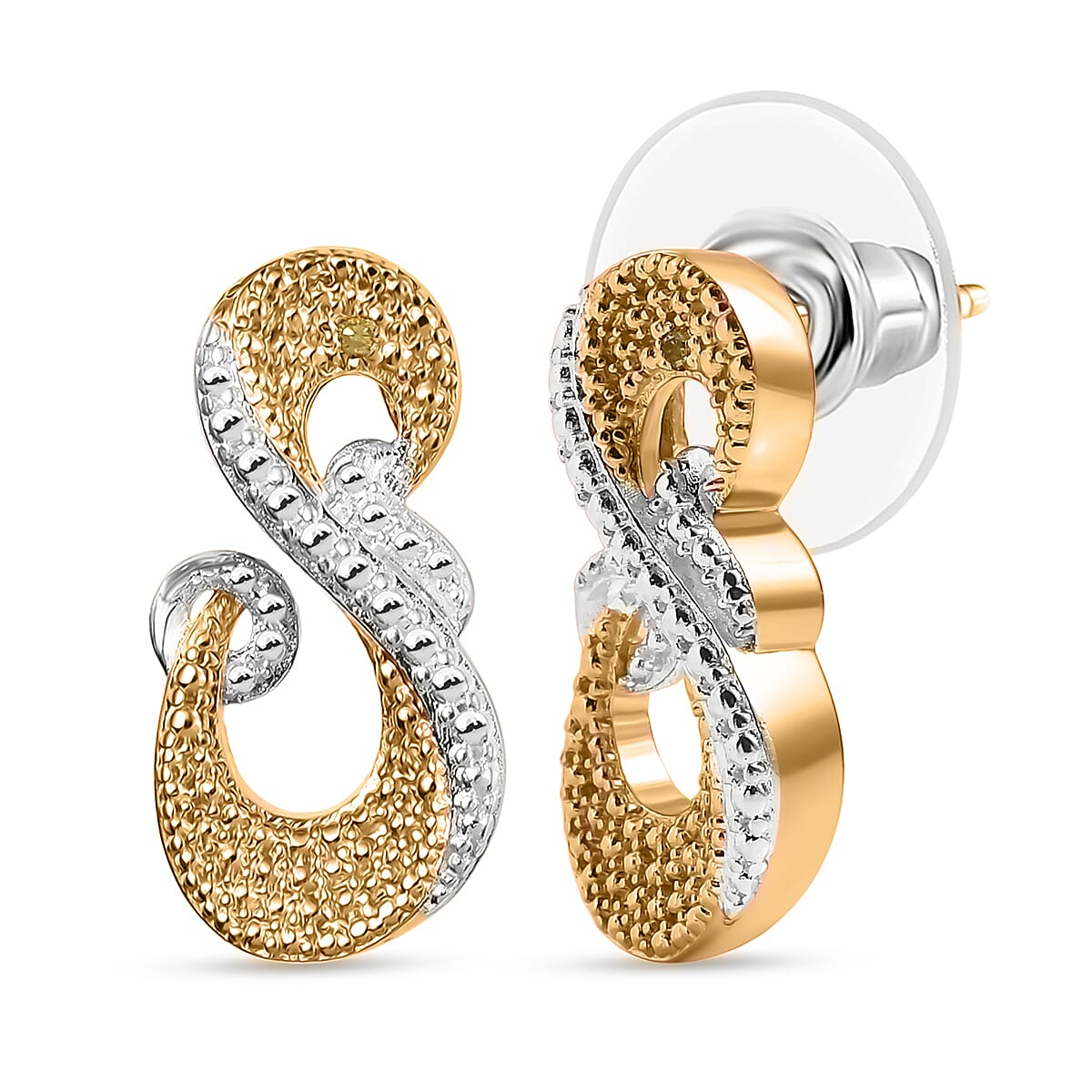 EverTrue Yellow Diamond (IR) Accent Fancy Earrings in 18K YG Plated and Platinum Bond image number 0