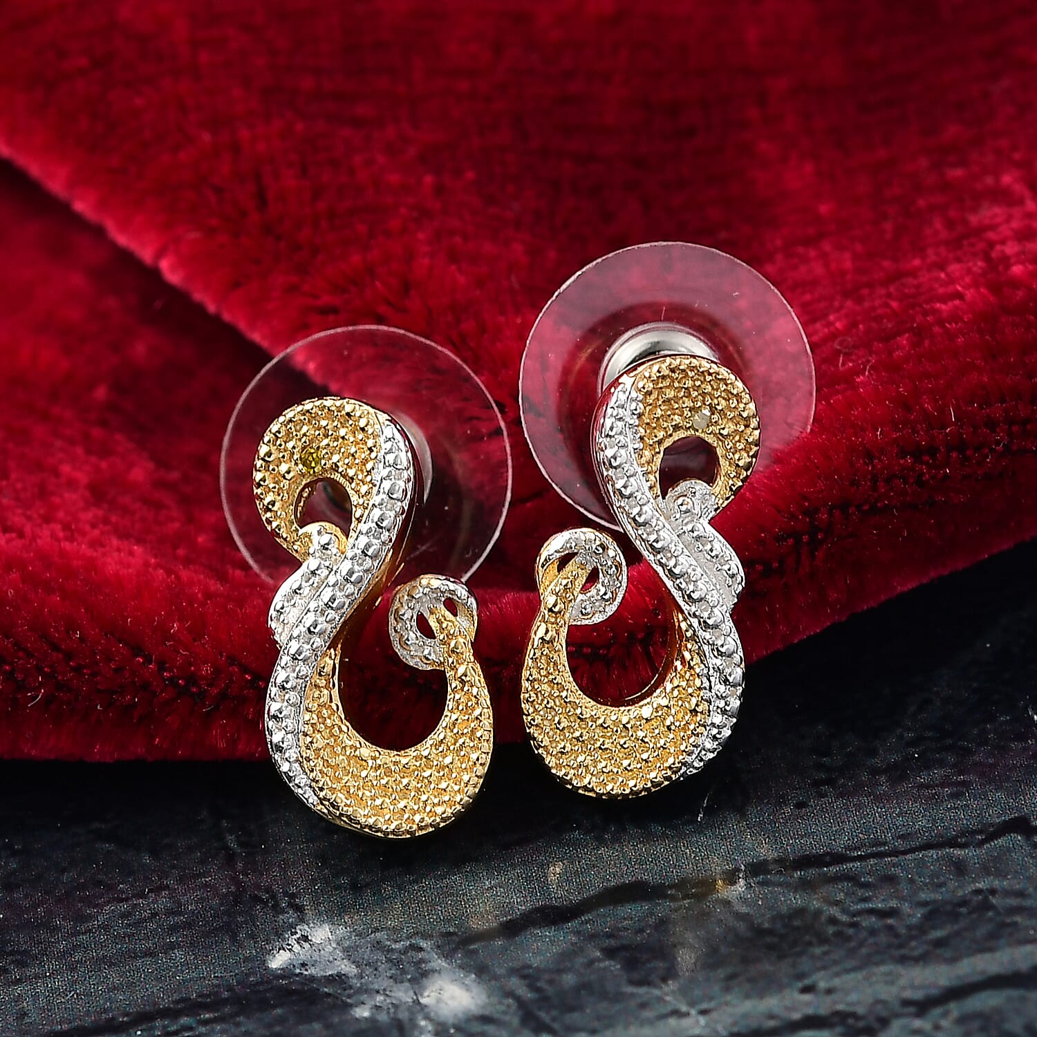 EverTrue Yellow Diamond (IR) Accent Fancy Earrings in 18K YG Plated and Platinum Bond