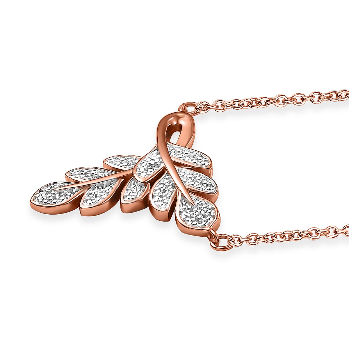 EverTrue Diamond Accent Leafs Necklace in 18K RG Plated and Platinum Bond 20 Inches image number 3