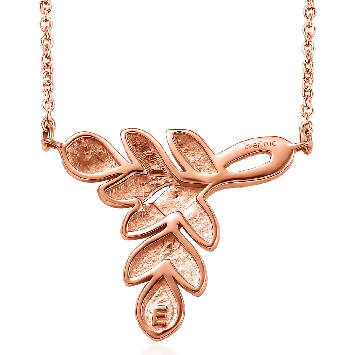 EverTrue Diamond Accent Leafs Necklace in 18K RG Plated and Platinum Bond 20 Inches image number 4