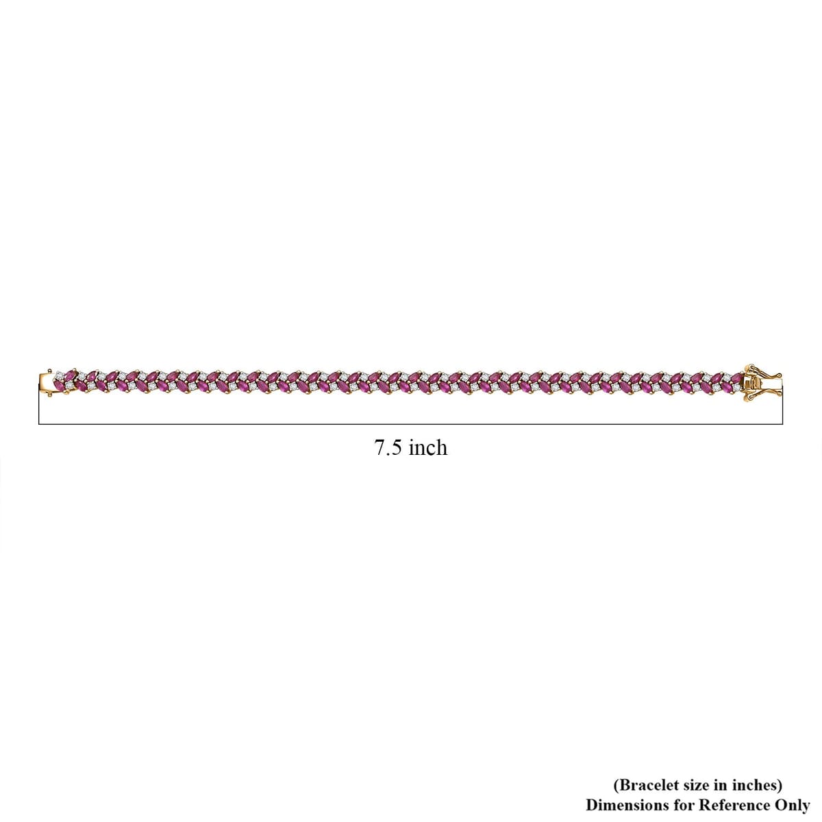 D'Joy Mozambique Ruby and Moissanite 9.50 ctw Bracelet in 18K Vermeil Yellow Gold Over Sterling Silver (7.25 In) image number 3