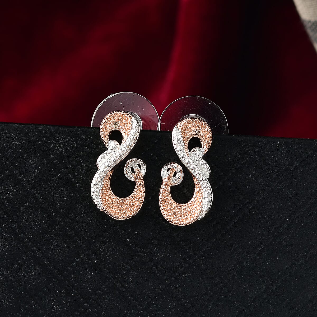 EverTrue Natural Champagne Diamond Accent Fancy Earrings in 18K RG Plated and Platinum Bond image number 1