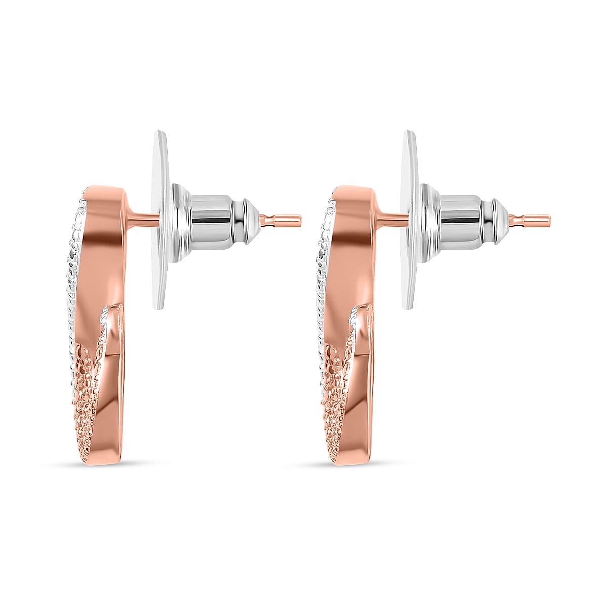 EverTrue Natural Champagne Diamond Accent Fancy Earrings in 18K RG Plated and Platinum Bond image number 3