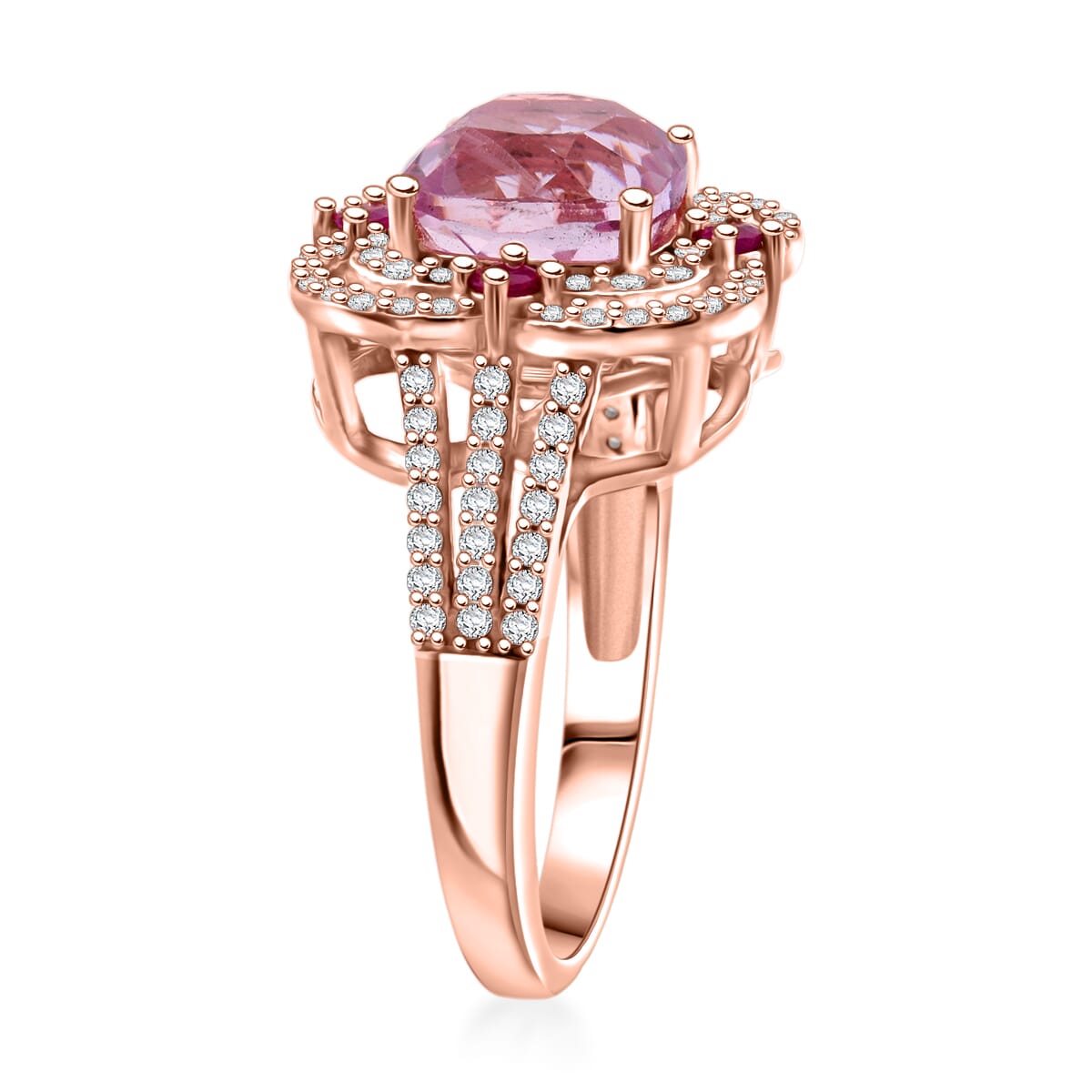 D'Joy Premium Martha Rocha Kunzite and Multi Gemstone 3.50 ctw Ring in 18K Vermeil Rose Gold Over Sterling Silver (Size 10.0) image number 3