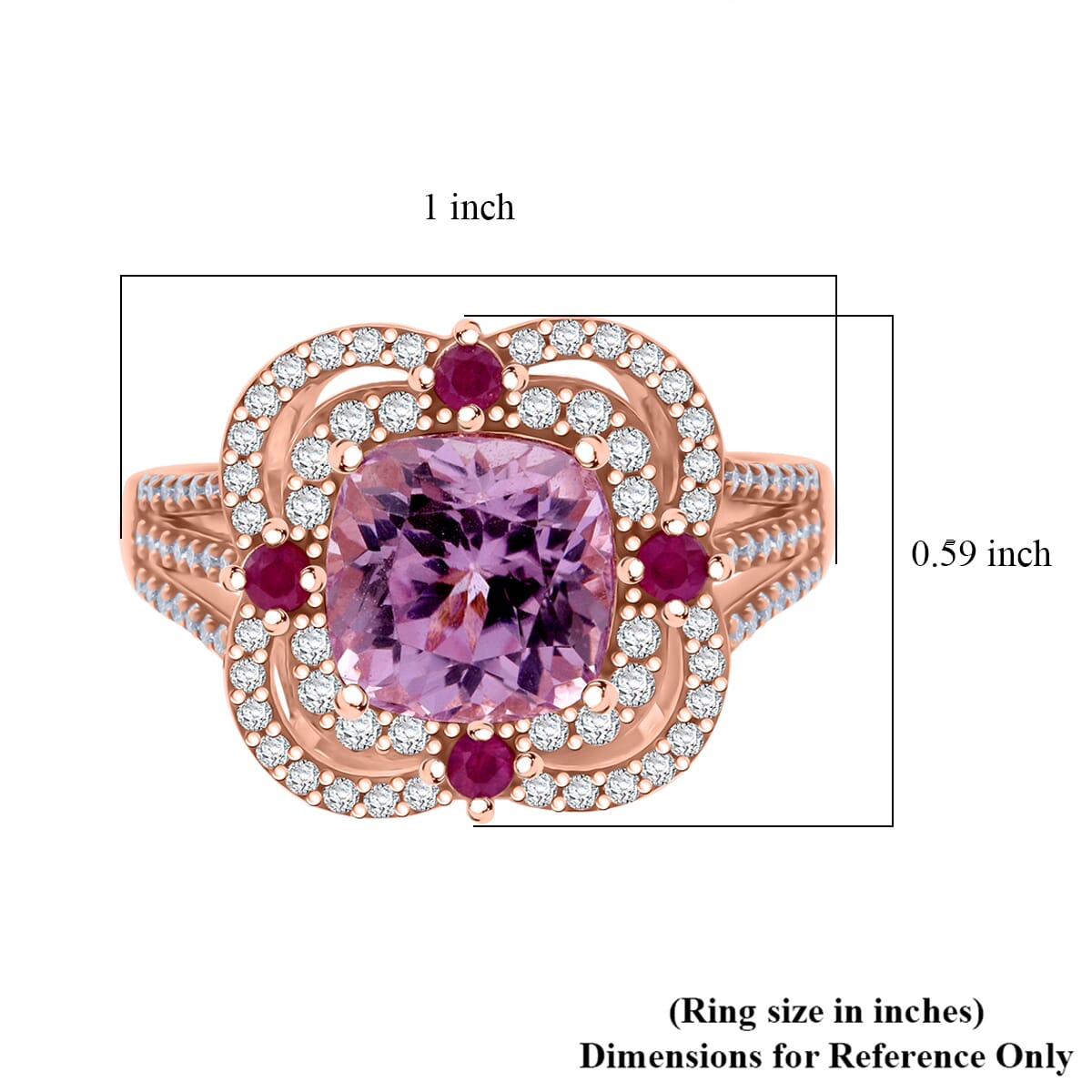 D'Joy Premium Martha Rocha Kunzite and Multi Gemstone 3.50 ctw Ring in 18K Vermeil Rose Gold Over Sterling Silver (Size 10.0) image number 5