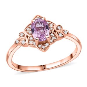 D'Joy Premium Martha Rocha Kunzite and White Zircon 1.20 ctw Ring in 18K Vermeil Rose Gold Over Sterling Silver (Size 10.0)