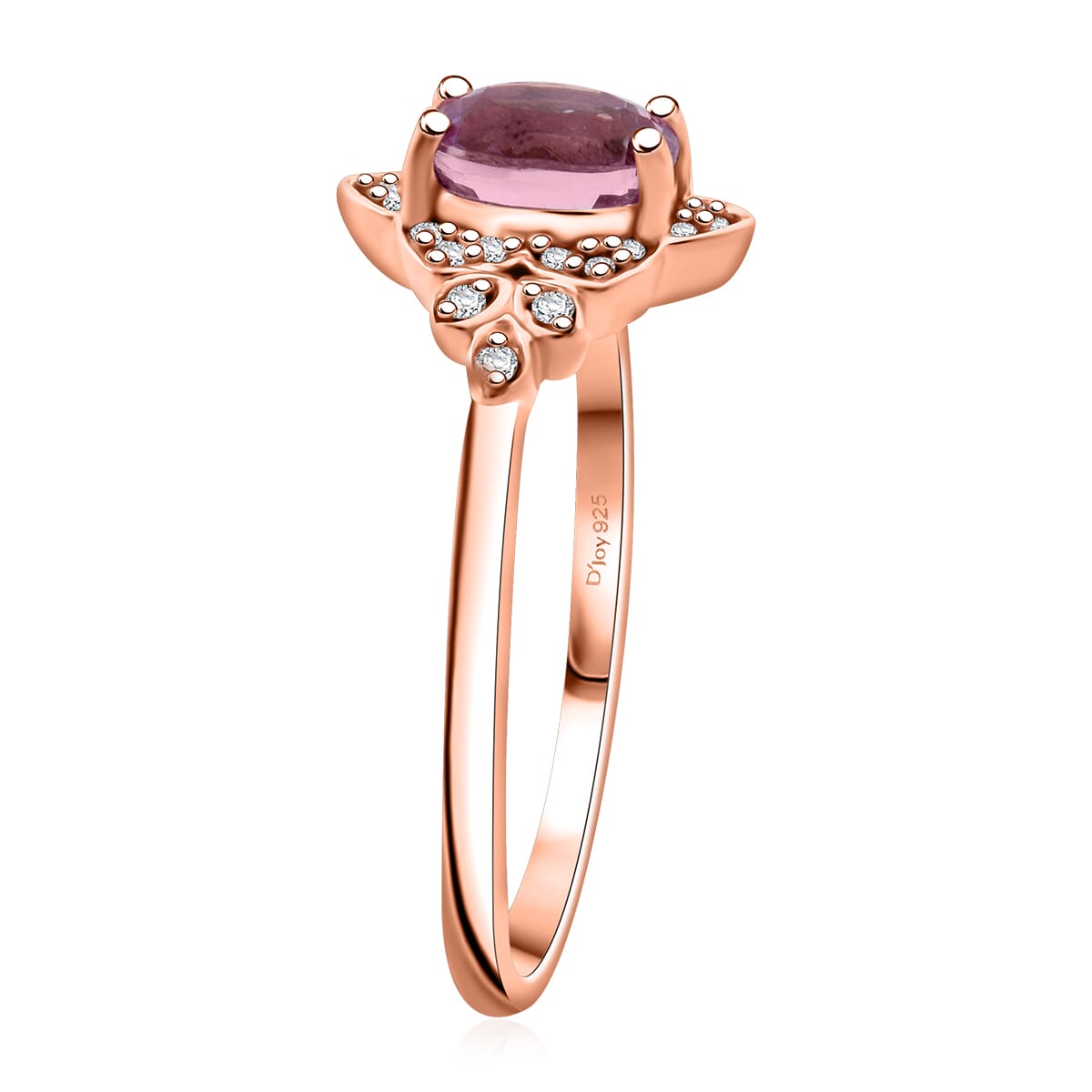 D'Joy Premium Martha Rocha Kunzite and White Zircon 1.20 ctw Ring in 18K Vermeil Rose Gold Over Sterling Silver (Size 10.0) image number 3