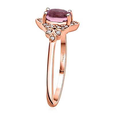 D'Joy Premium Martha Rocha Kunzite and White Zircon 1.20 ctw Ring in 18K Vermeil Rose Gold Over Sterling Silver (Size 10.0)