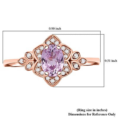 D'Joy Premium Martha Rocha Kunzite and White Zircon 1.20 ctw Ring in 18K Vermeil Rose Gold Over Sterling Silver (Size 10.0)