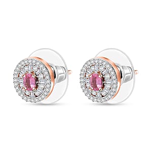 D'Joy Premium Mahenge Spinel and Diamond 0.80 tw Regal Radiance Earrings in 18K Vermeil Rose Gold Over Sterling Silver