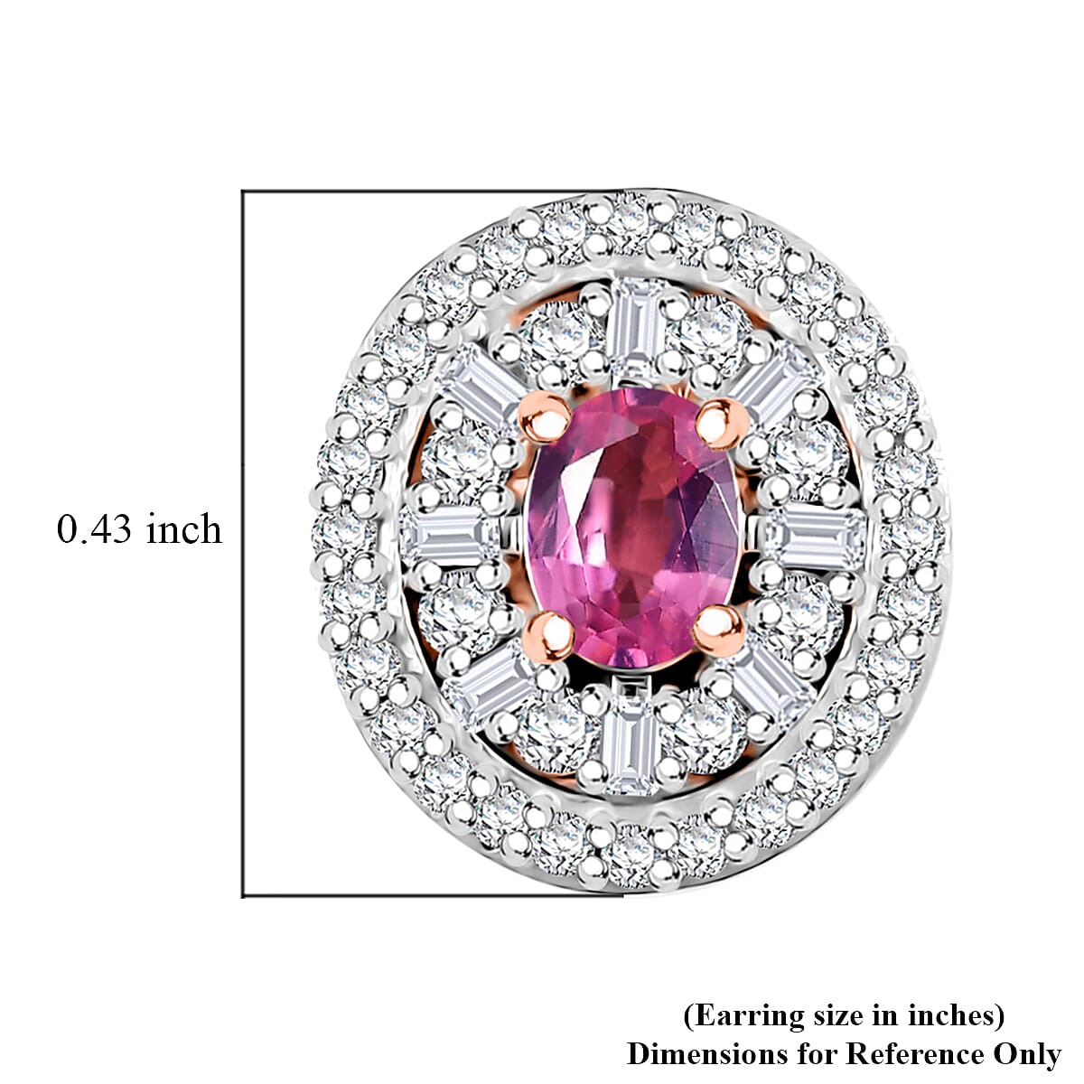 D'Joy Premium Mahenge Spinel and Diamond 0.80 tw Regal Radiance Earrings in 18K Vermeil Rose Gold Over Sterling Silver