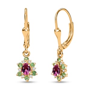 D’Joy Premium Mahenge Spinel and Multi Gemstone 0.55 ctw Earrings in 18K Vermeil Yellow Gold Over Sterling Silver