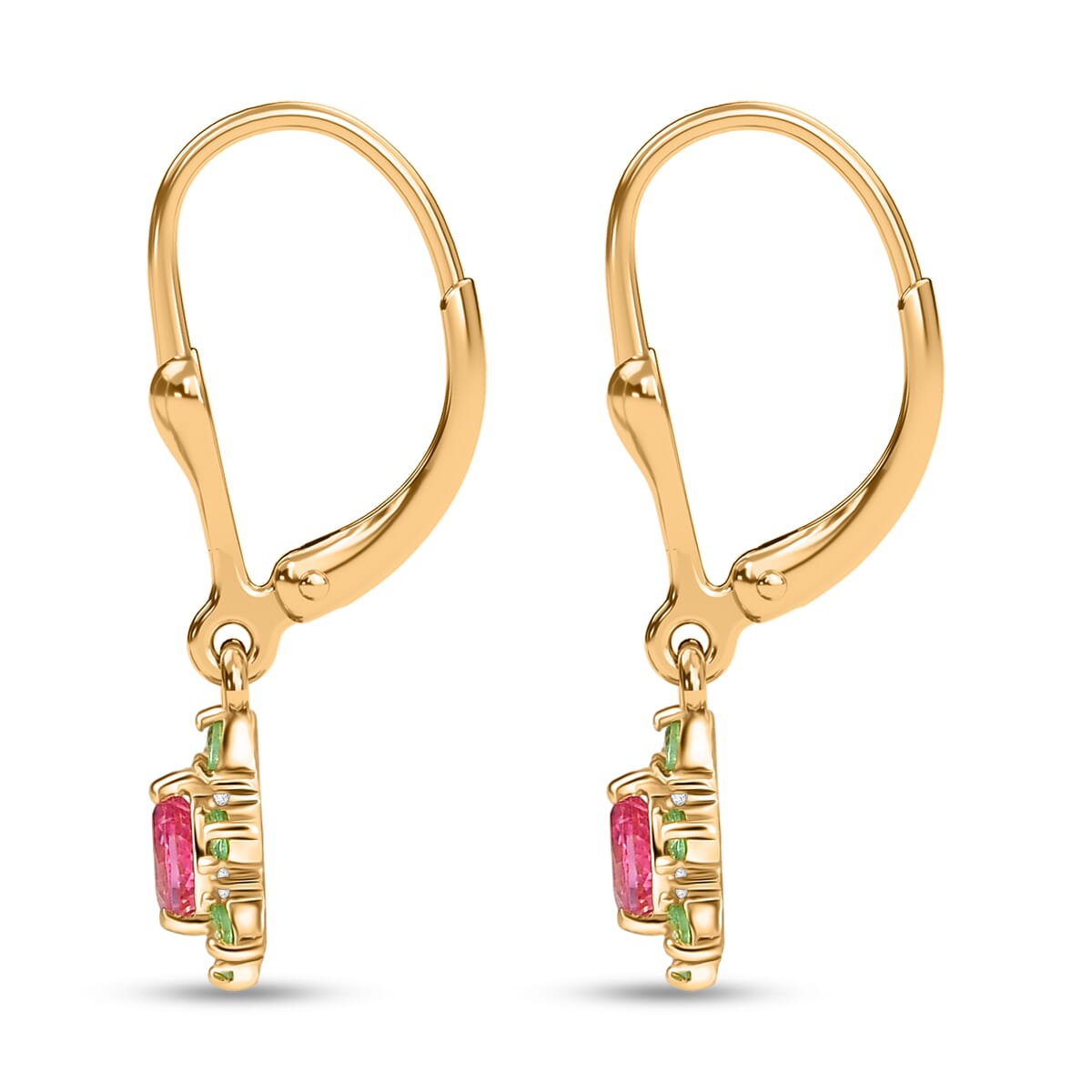 D’Joy Premium Mahenge Spinel and Multi Gemstone 0.55 ctw Earrings in 18K Vermeil Yellow Gold Over Sterling Silver image number 3