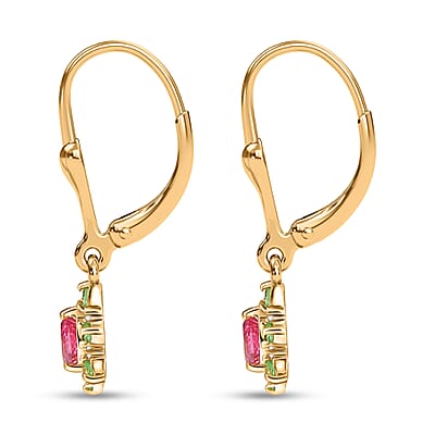 D'Joy Premium Mahenge Spinel and Multi Gemstone 0.55 ctw Drop Earrings in 18K Vermeil Yellow Gold Over Sterling Silver