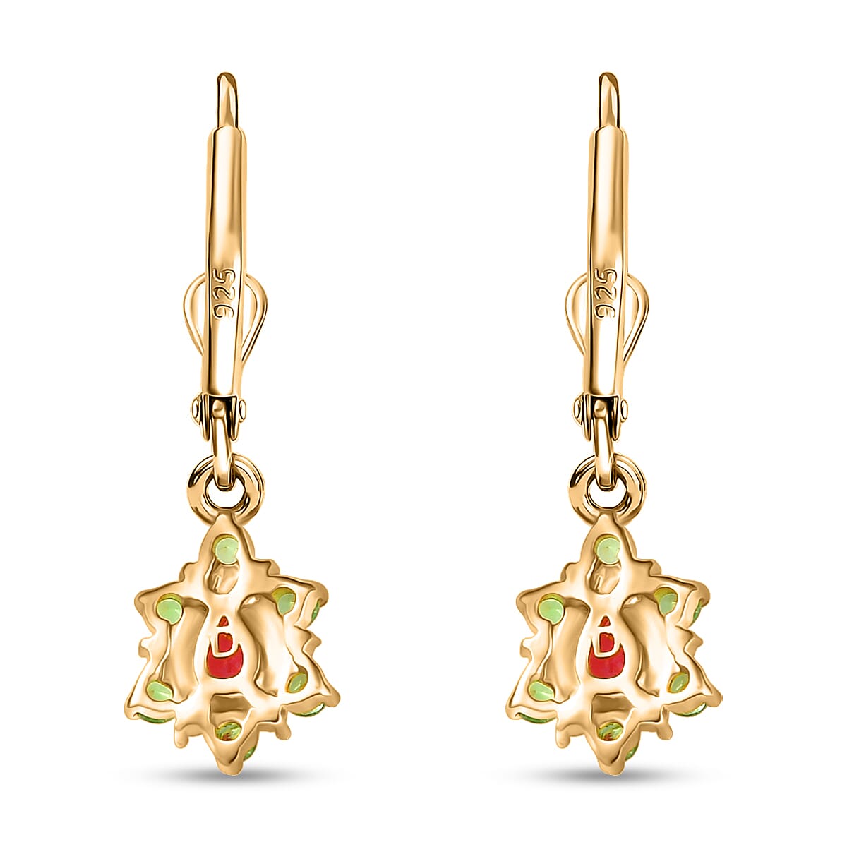 D'Joy Premium Mahenge Spinel and Multi Gemstone 0.55 ctw Drop Earrings in 18K Vermeil Yellow Gold Over Sterling Silver