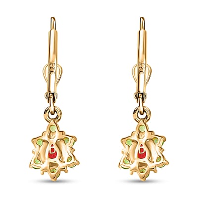 D'Joy Premium Mahenge Spinel and Multi Gemstone 0.55 ctw Drop Earrings in 18K Vermeil Yellow Gold Over Sterling Silver