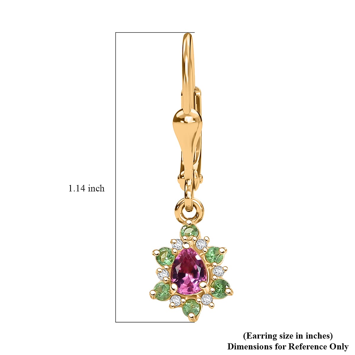 D'Joy Premium Mahenge Spinel and Multi Gemstone 0.55 ctw Drop Earrings in 18K Vermeil Yellow Gold Over Sterling Silver
