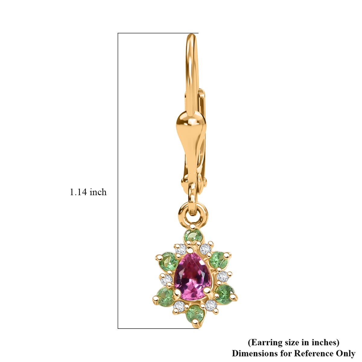 D’Joy Premium Mahenge Spinel and Multi Gemstone 0.55 ctw Earrings in 18K Vermeil Yellow Gold Over Sterling Silver image number 5