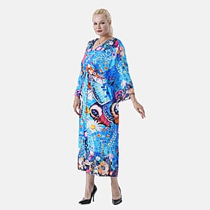 TAMSY Multi Bee Placement Print Kimono with Fabric Belt - One Size Fits Most